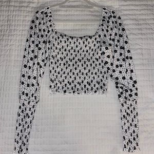 Black and White Long Sleeve Blouse